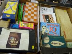 Quantity of vintage games, boxed Frog single seat fighter, boxed set of cap guns etc