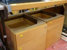 Large light wood and chrome desk and two twin drawer file cabinets
