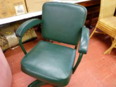 Vinyl and metal green coloured swivel office chair