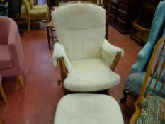 Modern American style rocking armchair with matching footstool