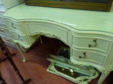 French style kidney shaped dressing table with triple mirror