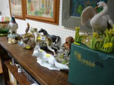 Quantity of miscellaneous animal ornaments including Poole sgraffito garden birds, Aynsley etc