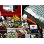 Collection of costume jewellery along with additional collectables including a vintage glove box and