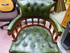 Button backed reproduction captain's office chair