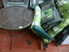 Small metal garden table and two deck chairs etc