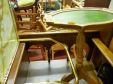 Brass effect three tier tea trolley and a wine table