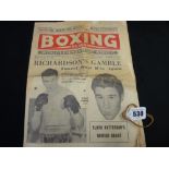 Copy of 'Boxing News, March 21st, 1958' featuring a prelude to Floyd Patterson's forthcoming bout