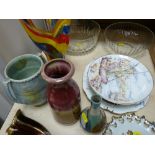Parcel of mixed china and glassware including tourist plates, other decorative plates, millefiori