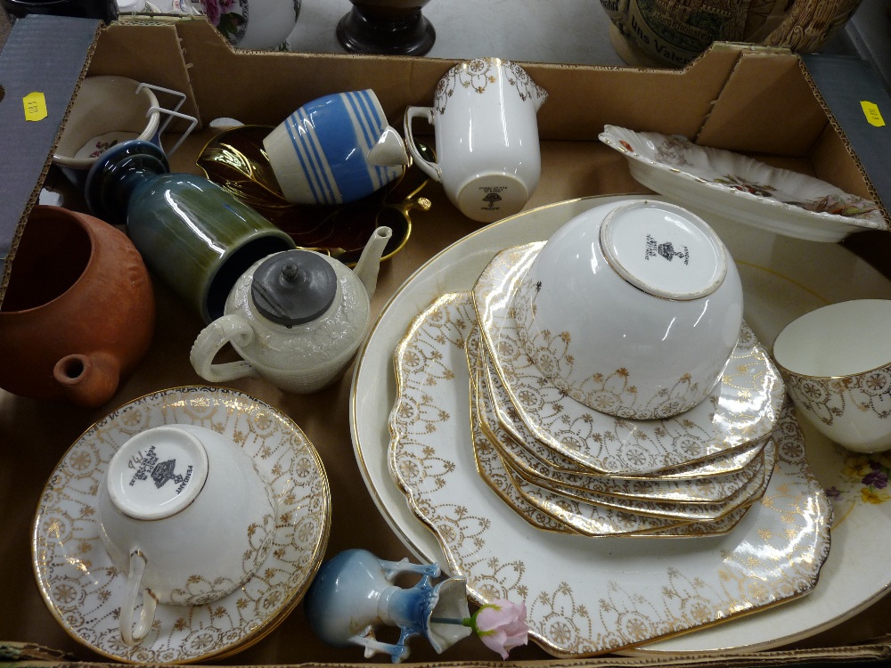 Carltonware Rouge Royale dish, an antique banded jug, a teapot, a gilt decorated part teaset etc