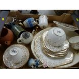 Carltonware Rouge Royale dish, an antique banded jug, a teapot, a gilt decorated part teaset etc