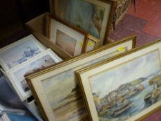 Parcel of paintings and prints including S T PEERS watercolours etc