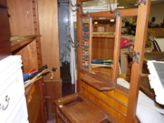 Polished hallstand with upper bevelled glass mirror and tiled centre section