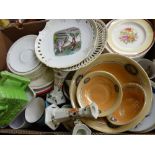 Mixed box of crockery including a Humpty Dumpty teapot