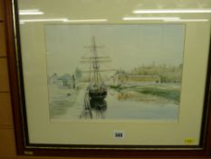 SCOTT H METCALFE limited edition (47/500) print - moored sailing ship, dated 1997