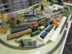 Excellent two piece model railway layout with accompanying buildings, stock, engines etc E/T