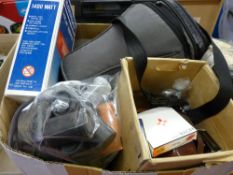 Box of mainly photographic and camera items etc