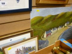 Oil on board - Porthdinllaen, other local paintings, prints etc