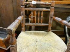 Cane seated vintage child's highchair