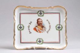 Patriotischer Teller.Porzellan. Aus großer Zeit - Kriegsjahr 1914 - 16. Portrait von Kaiser