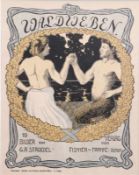 Strödel, G. A. um 1900.Titelblatt "Waldleben". Passepartout, hinter Glas. H: 32 x 25 cm. Rahmen H: