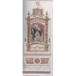 Spöttl, A. Um 1900.Aquarell. Altar. Hinter Glas, Passepartout. H: 40 x 17 cm, Rahmen H: 56 x 32