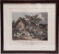 Morland, George. 1763 - 1804.Aus der Serie "Fox Hunting" vier Drucke. "The Check", "Going Out", "