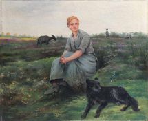 Carpentier, Évariste. Kuurne 1845 - 1922 Lüttich.Ziegenhüterin. Junges Mädchen mit verträumten Blick