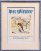 Titelseite der Zeitschrift für Wintersport. Schönecker 1929.Passepartout, hinter Glas. H: 30 x 23
