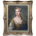 Portrait.Frankreich, 19. Jh. Damenportrait. Pastell, hinter Glas. Passepartout. H: 66,5 x 51 cm.