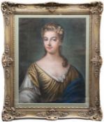 Portrait.Frankreich, 19. Jh. Damenportrait. Pastell, hinter Glas. Passepartout. H: 66,5 x 51 cm.