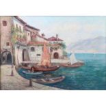 Edelmann Hans. Bayreuth 1903 - 1978 ebenda.Am Gardasee. Öl/Lwd. R. u.sign. H: 50 x 70 cm. Rahmen