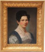 Unbekannt. 19. Jh.Biedermeier Portrait. Öl/Lwd. H: 50 x 40 cm. Alter Goldrahmen. H: 67 x 57 cm. 20.