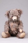 Teddybär. 20. Jh.Braunes Mohair, weiße Nase, braune Glasaugen. Marke Steiff, Knopf fehlt.