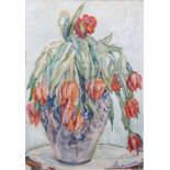 Hüther, Julius. Cannstatt 1881 - 1954 München.Tulpenstrauß in Vase. R. sign. u. dat. (19)36?.