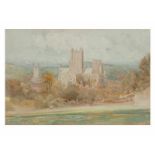 Hine Harry. England 1845 - 1941."Wells Cathedral & St. Cuthberts". Aquarell, Passepartout hinter