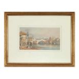 Pyne Henry, 1769 - 1843."Ouse Bridge York". Zugeschrieben. Aquarell, Passepartout hinter Glas. H: 13