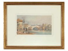 Pyne Henry, 1769 - 1843."Ouse Bridge York". Zugeschrieben. Aquarell, Passepartout hinter Glas. H: 13