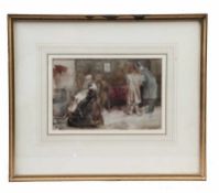 Pinwell George John, 1842 - 1875."Interieur". Zugeschrieben. Aquarell, Passepartout hinter Glas.