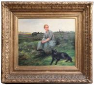 Carpentier, Évariste. Kuurne 1845 - 1922 Lüttich.Ziegenhüterin. Junges Mädchen mit verträumten Blick