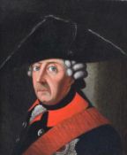Deutsch, 18. Jh.Portrait Friedrich der Große mit Dreispitz, roter Schärpe und Bruststern des