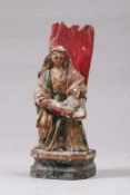 Maria mit Jesuskind.Wohl Spanien, 18. Jh. Holz, vollplastisch geschnitzt und gefasst. Glasaugen.