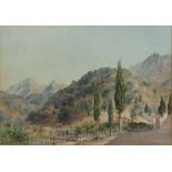 Lightbody, Robert. 1883 - ?."An Alpine Landscape". Aquarell, Passepartout hinter Glas. R. u. sign.