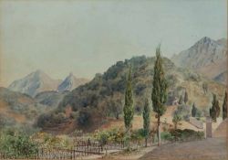 Lightbody, Robert. 1883 - ?."An Alpine Landscape". Aquarell, Passepartout hinter Glas. R. u. sign.