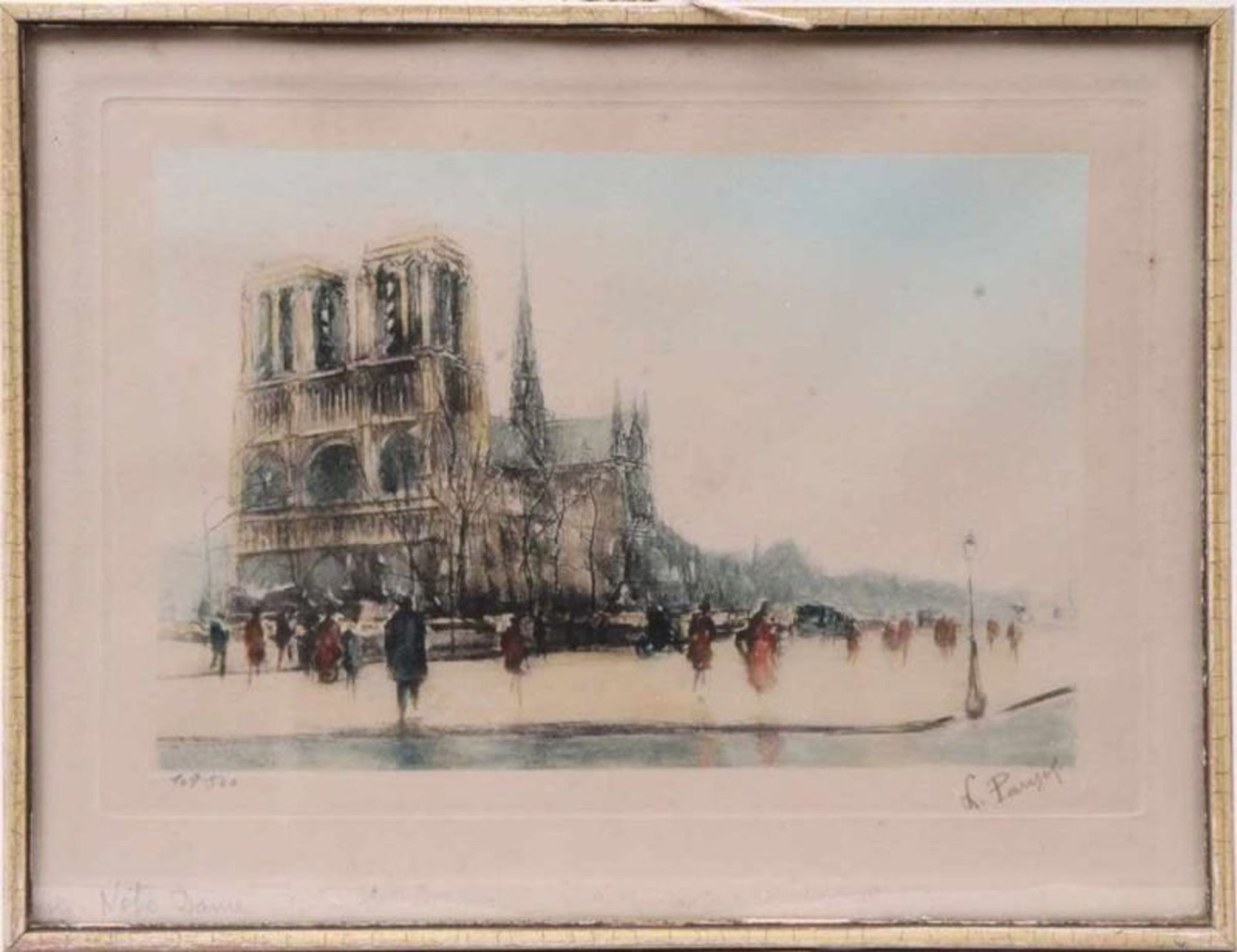 Zwei Lithografien. Frankreich 20. Jh.Paris, Notre Dame und Quai de Conte. R. u. sign. Abzug 46 u.