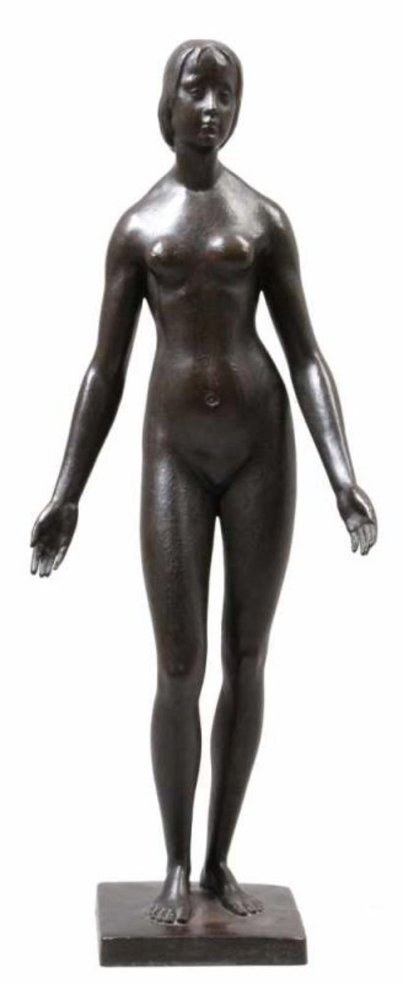 Neppel Hermann, 1882 - 1944.Bronze. Quadratische Plinthe, darauf stehender, weiblicher Akt. Am - Bild 2 aus 2