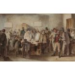 Stokeld James, 1827 - 1872."Polling Station". R. u. sign. Aquarell, Passepartout hinter Glas. H: