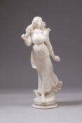 Zoi Dante. 1880 - 1920.Tänzerin. Alabaster auf rundem, profiliertem Marmorsockel. Sig. "D. ZOI