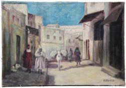 Deutsch, 20. Jh.Orientalische Straßenszene. R. u. sign. Öl/Lwd. H: 38 x 54 cm. 20.00 % buyer's