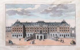 Kupferstich, um 1780.Altkoloriert. "Prospect des Königl. Schloßes zu Potsdam, von der Garten-Seite