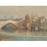 Pyne Henry, 1769 - 1843."Ouse Bridge York". Zugeschrieben. Aquarell, Passepartout hinter Glas. H: 13